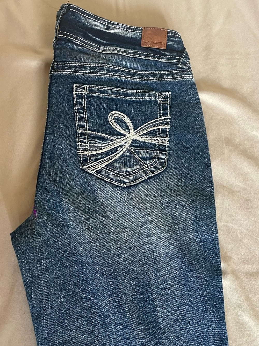 Wallflower Dark Blue Flare Jeans with Embroidered Back Pocket